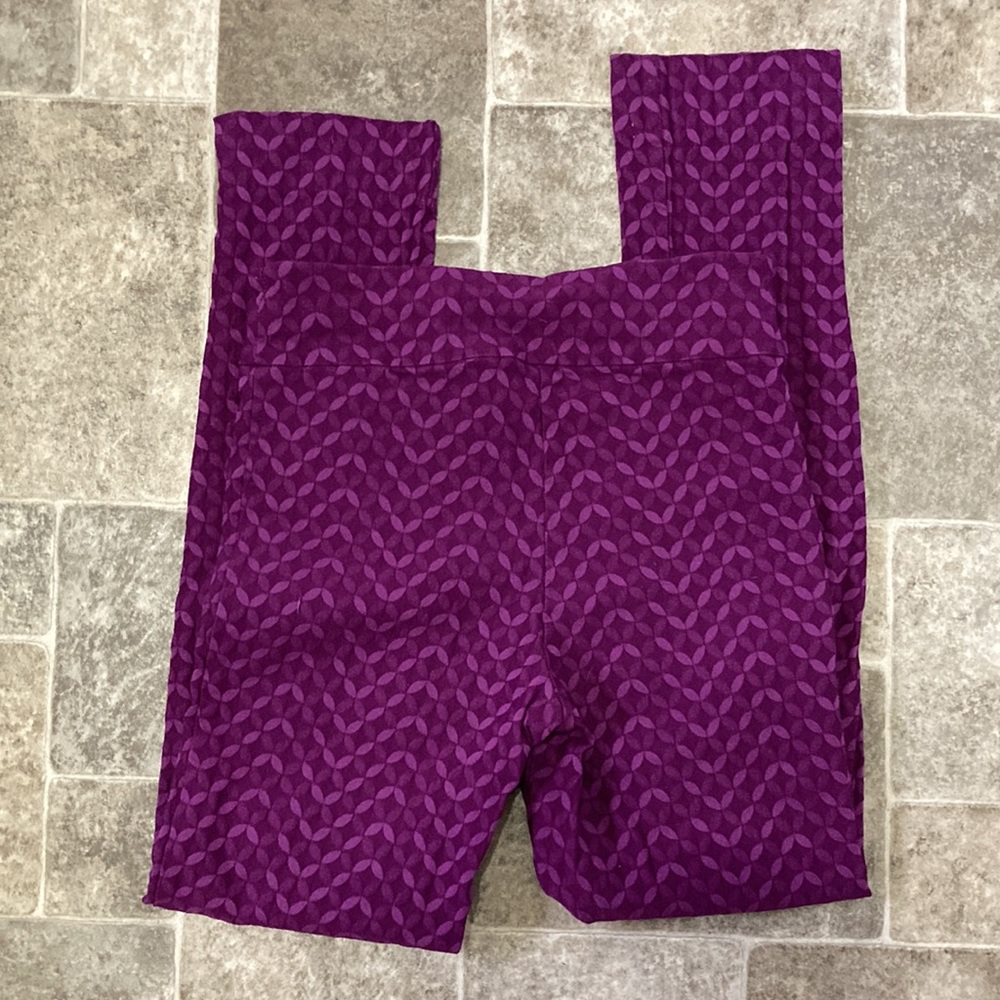 Purple Patterned Leggings, Small, Euc. - image 2